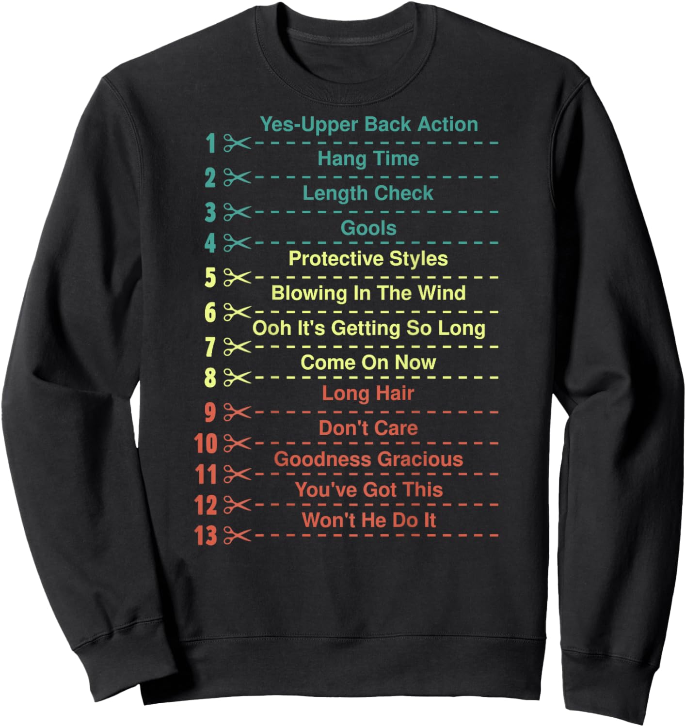 Track Your Long Natural Hair Length Check Backprint Sweatshirt - Sweatshirt | Black