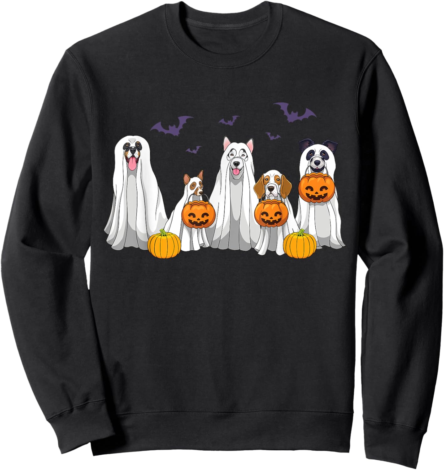 Halloween Dogs Ghost Pumpkins Spooky Dog Lover Gift Sweatshirt - Sweatshirt | Black