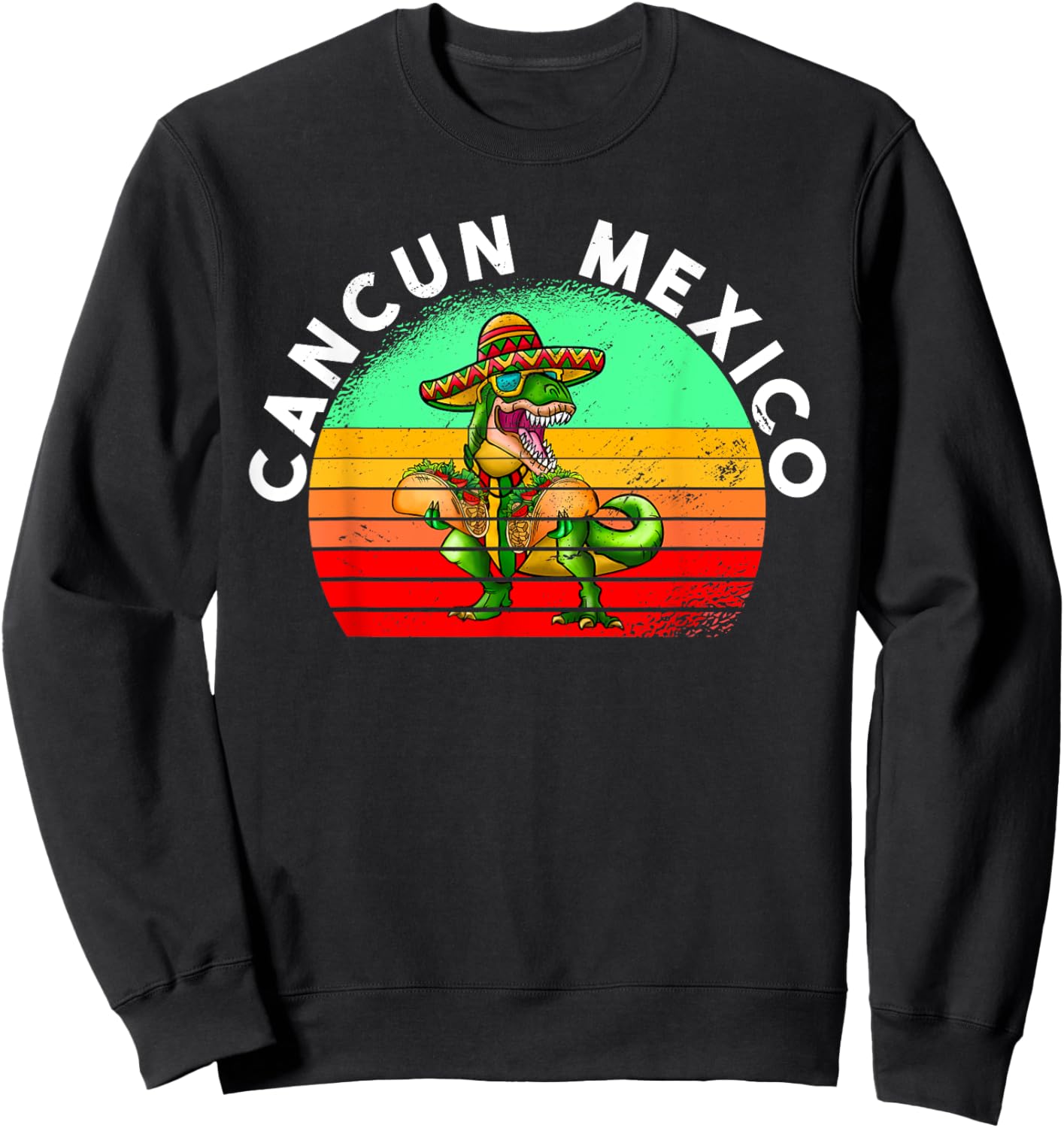 Cancun Mexico Vintage T-Rex Sweatshirt - Sweatshirt | Black