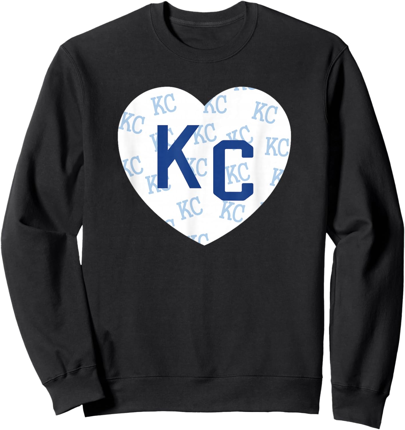 Blue Kc Heart Kansas City 2 Letter Kc Pattern Love KC Blue Sweatshirt - Sweatshirt | Black
