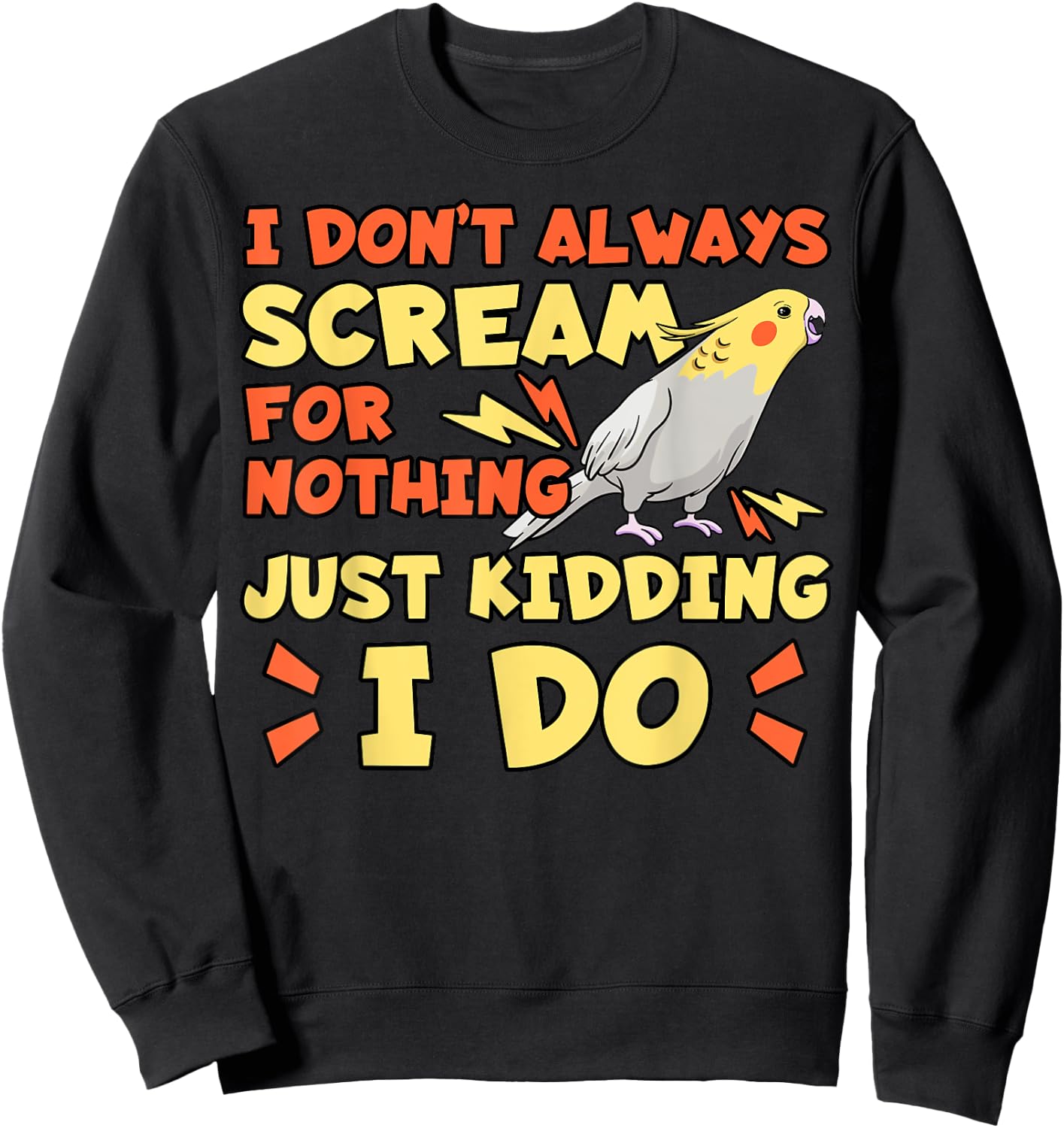 Cockatiel Cockatoo Lutino Weiro Bird Parrot Quarrion Tiel Sweatshirt - Sweatshirt | Black