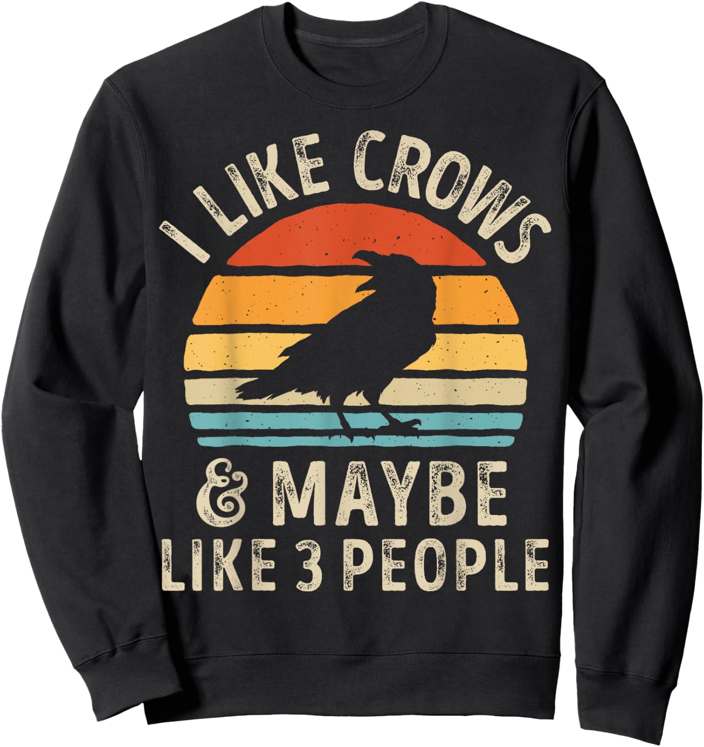 I Like Crows and Maybe 3 People Funny Crow Retro Vintage Sweatshirt - Sweatshirt | Black