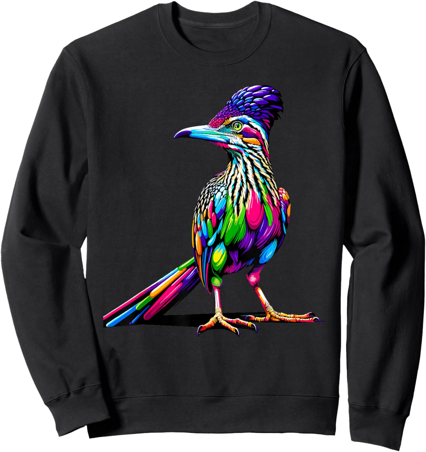 Colorful Pop Art Roadrunner Chaparral Bird Sweatshirt - Sweatshirt | Black