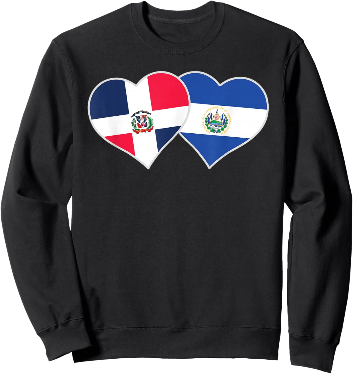 Dominican Salvadorian Flag Heart Dominican El Salvador Sweatshirt - Sweatshirt | Black