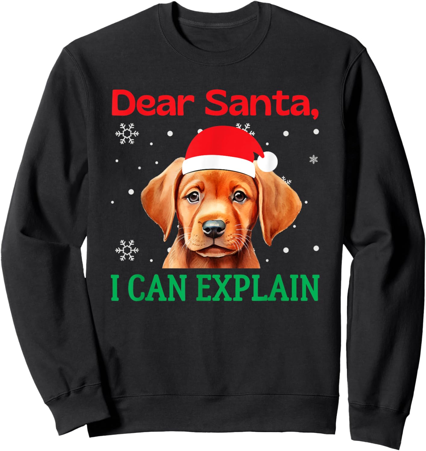 Fox Red Lab Christmas Santa Labrador Retriever Sweatshirt - Sweatshirt | Black
