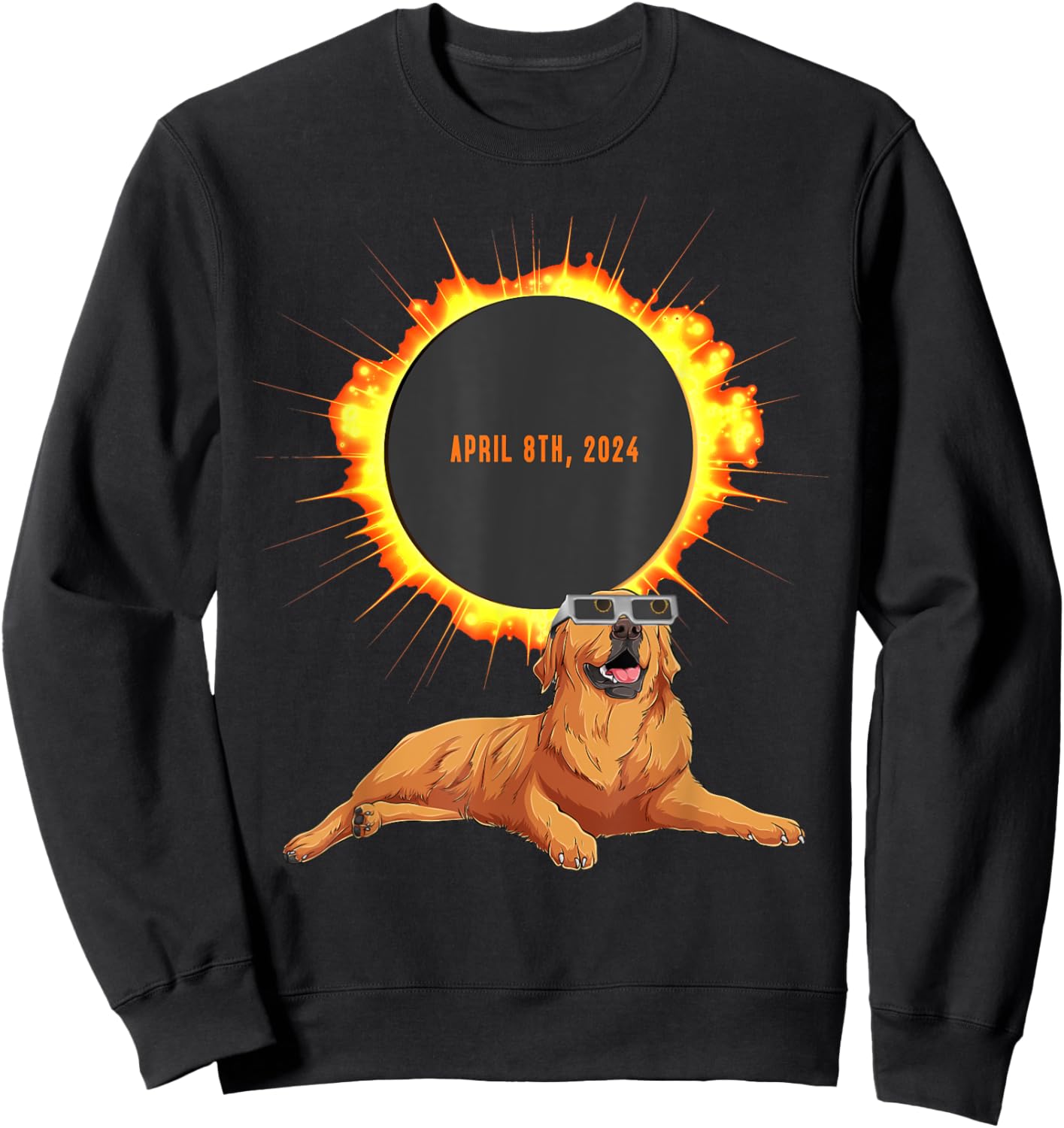 Total Solar Eclipse 2024 Dog Idea & Solar Eclipse Sweatshirt - Sweatshirt | Black