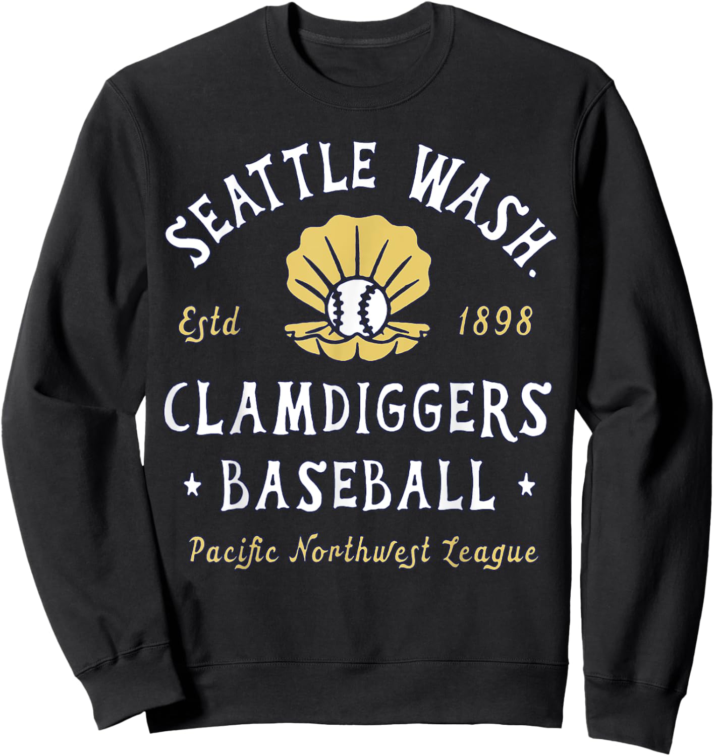Vintage Seattle Washington Clamdiggers Defunct Baseball Team Sweatshirt - Sweatshirt | Black