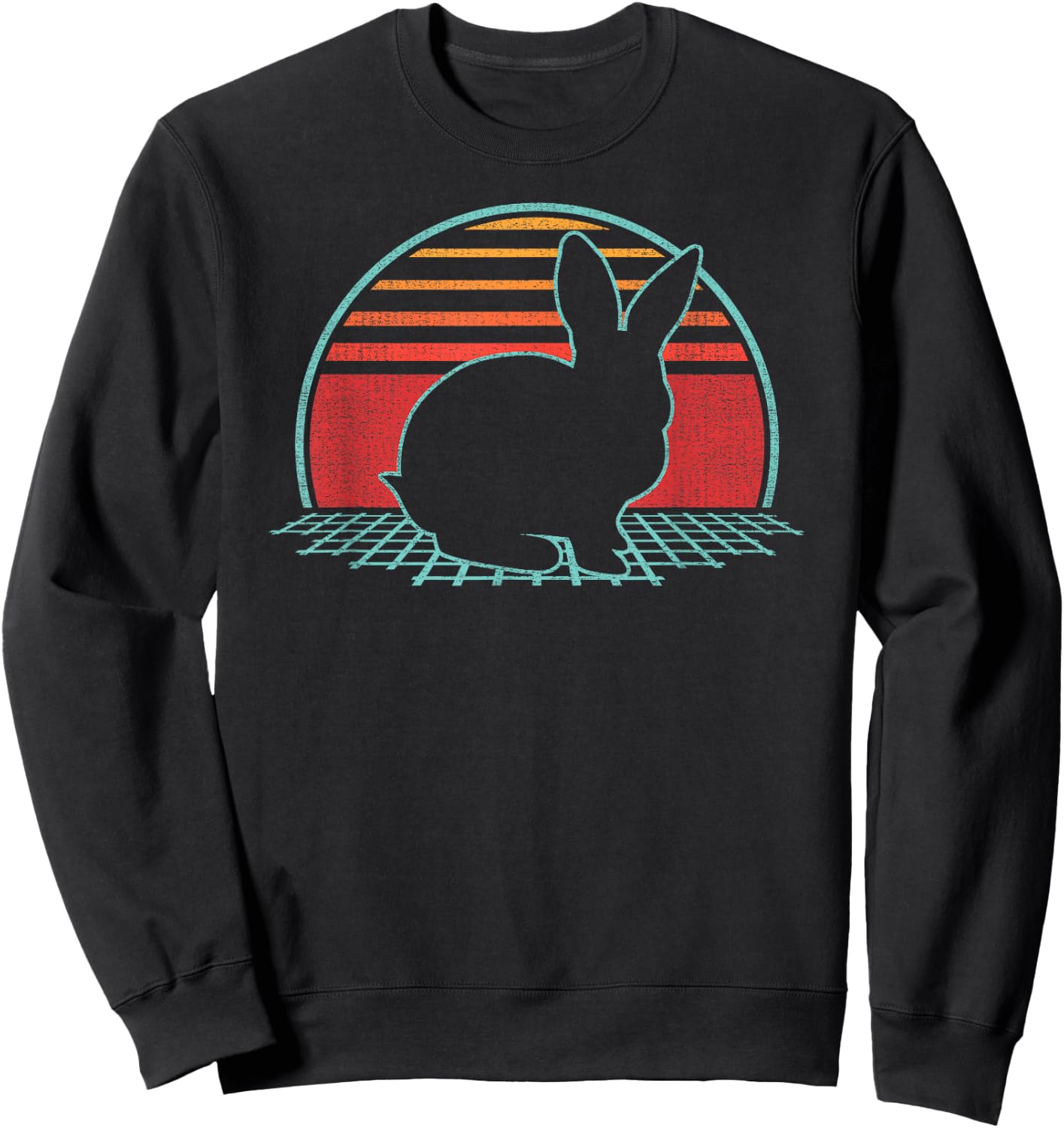 Rabbit Bunny Lover Farmer Animal Retro Vintage 80s Style Sweatshirt - Sweatshirt | Black
