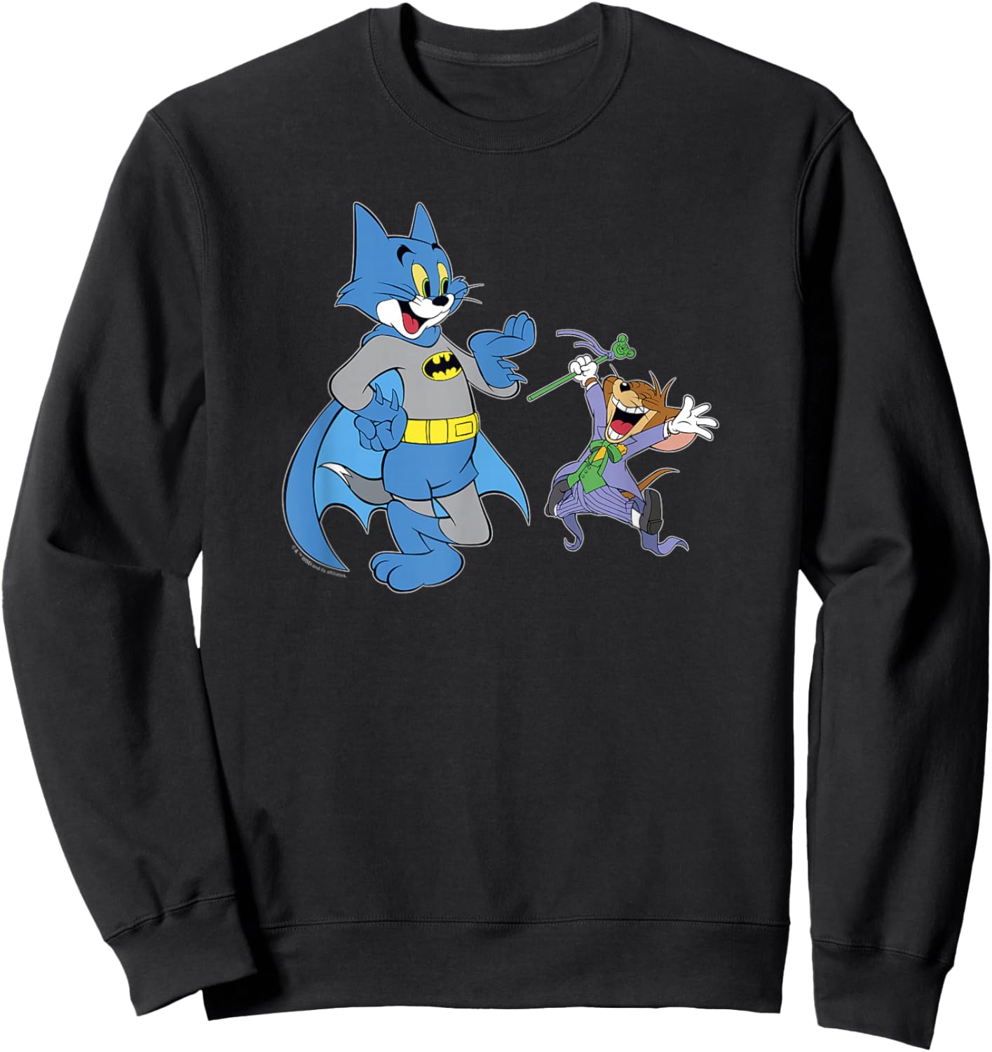 WB100 Tom and Jerry Disguised As Batman & Joker Portrait Sweatshirt - Sweatshirt | Black