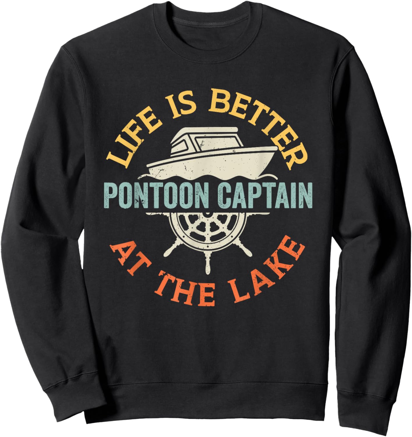 Boating Lake Pontoon Boat Captain Sweatshirt - Sweatshirt | Black