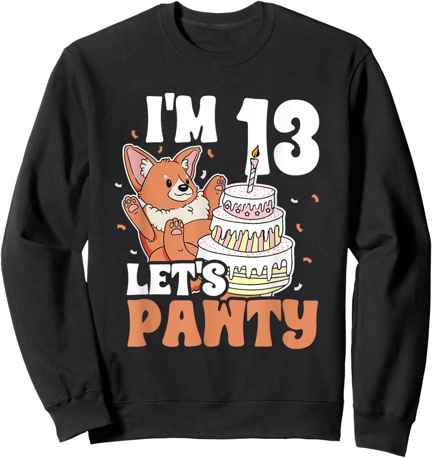 I'm 13 bday Dog party Kids 13th Birthday Corgi Dog Sweatshirt - Sweatshirt | Black