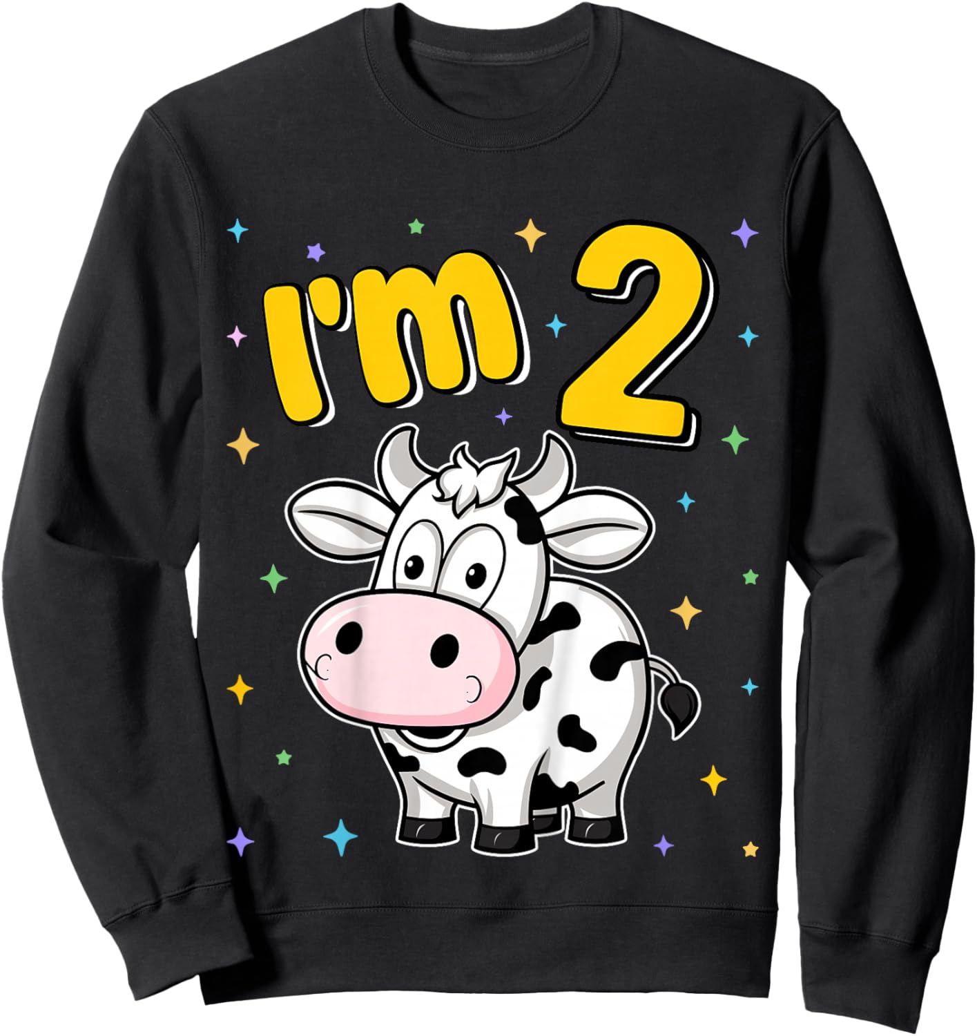 I'm 2 Cute Cow Two Years Old 2nd Birthday Cows Kids Sweatshirt - Sweatshirt | Black