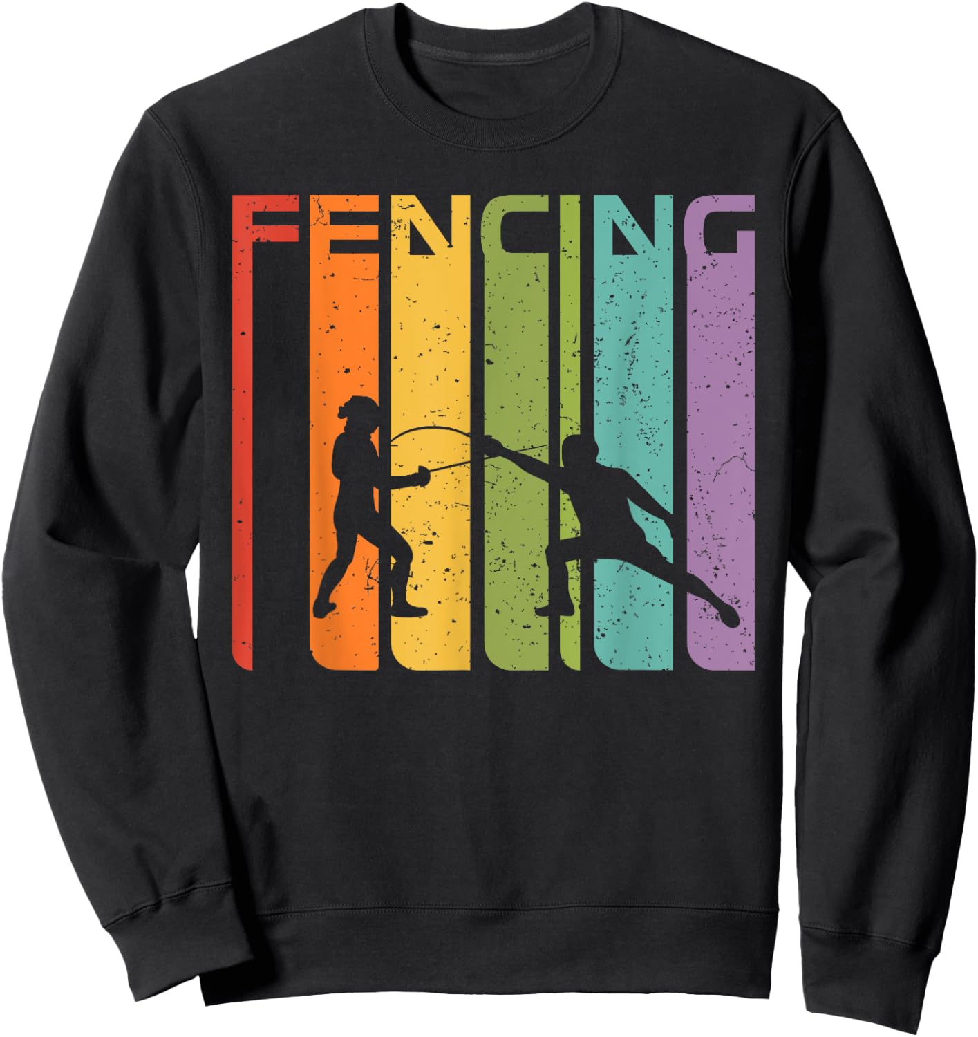 70s 80s Retro Fencing Sport Outfit Fencer Gift Fencing Sweatshirt - Sweatshirt | Black