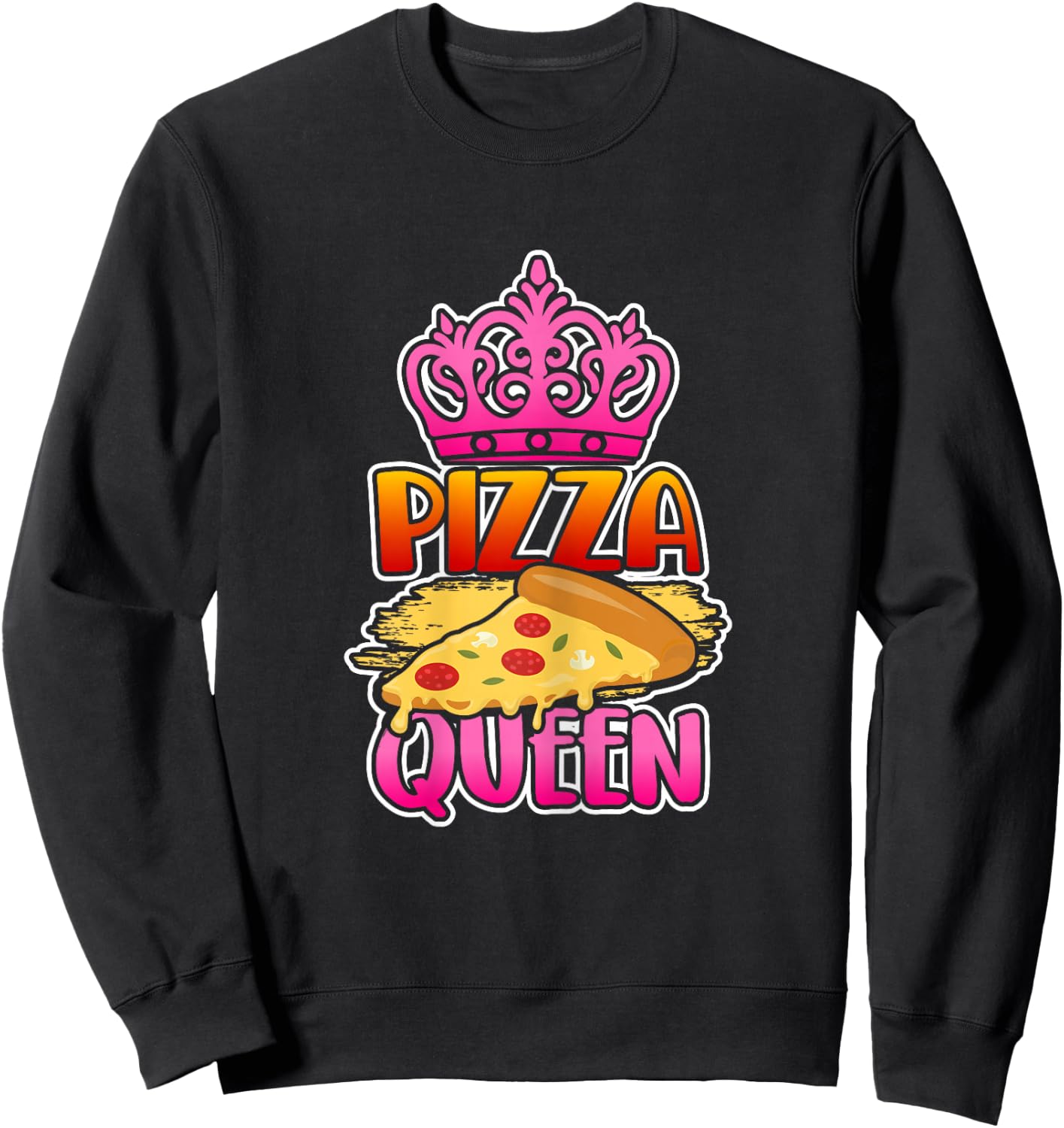 Pizza Queen Crown Funny Girls Pizza Lovers Gift Sweatshirt - Sweatshirt | Black