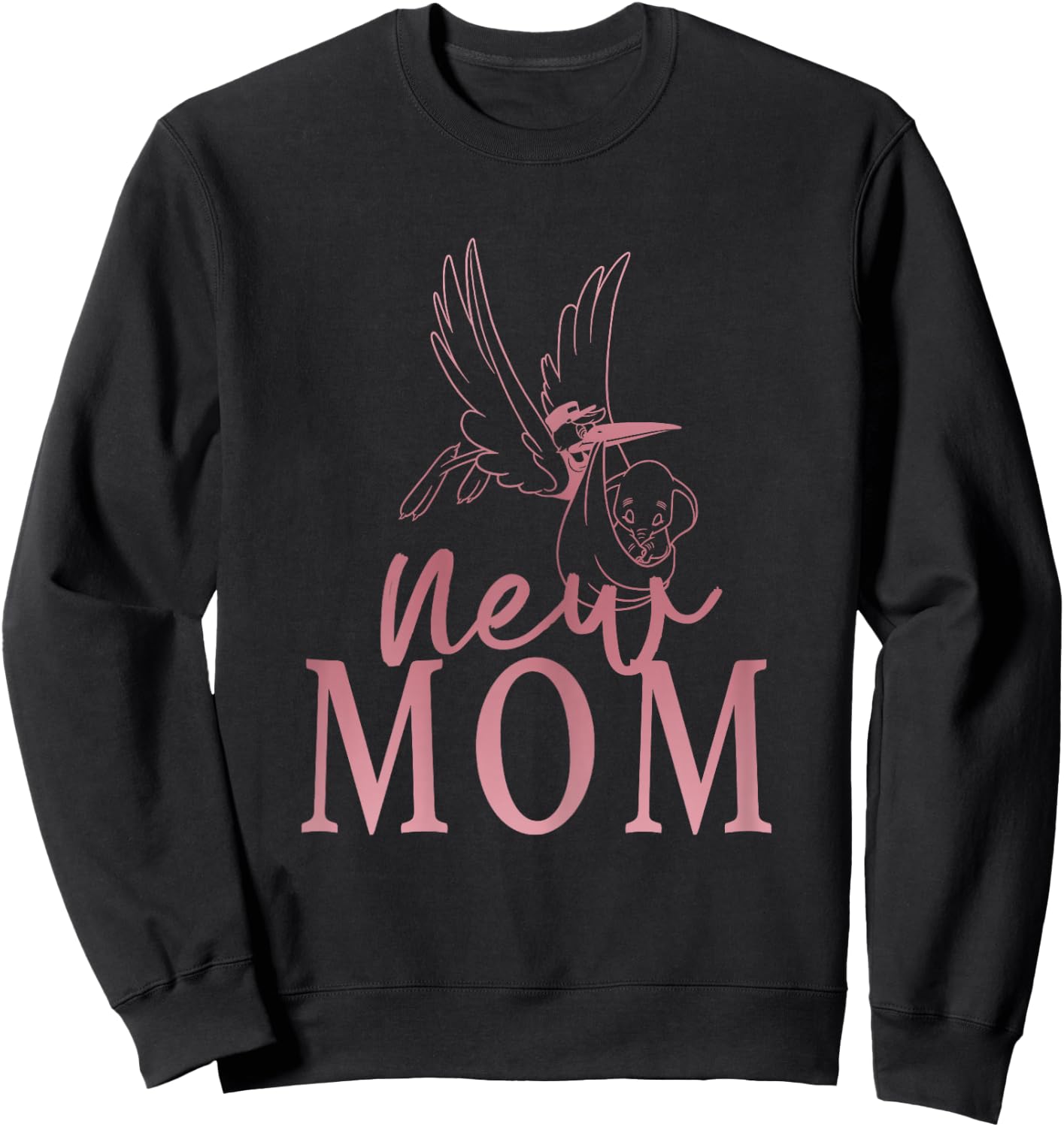 Disney Dumbo New Mom Cute Big Chest Text Logo Sweatshirt - Sweatshirt | Black
