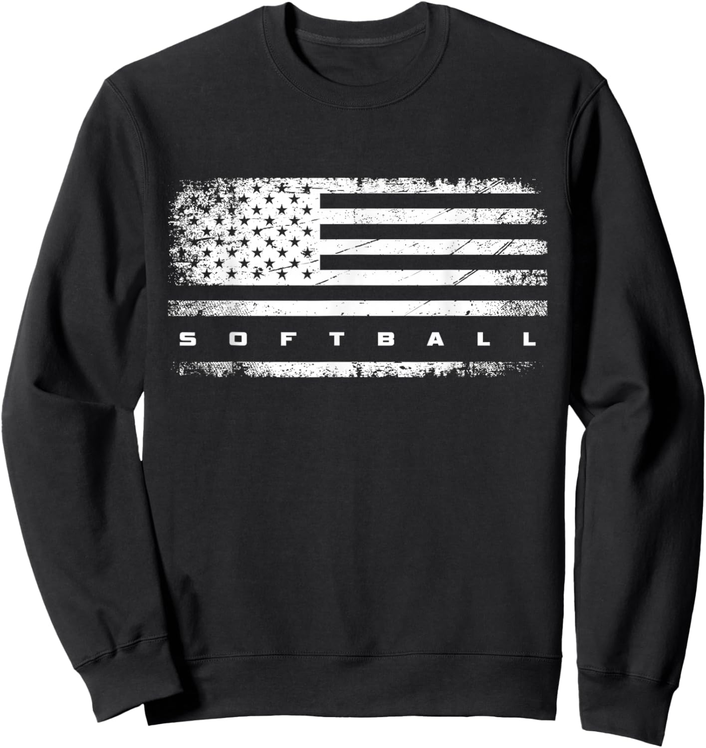 American Flag Softball Apparel - Softball Sweatshirt - Sweatshirt | Black