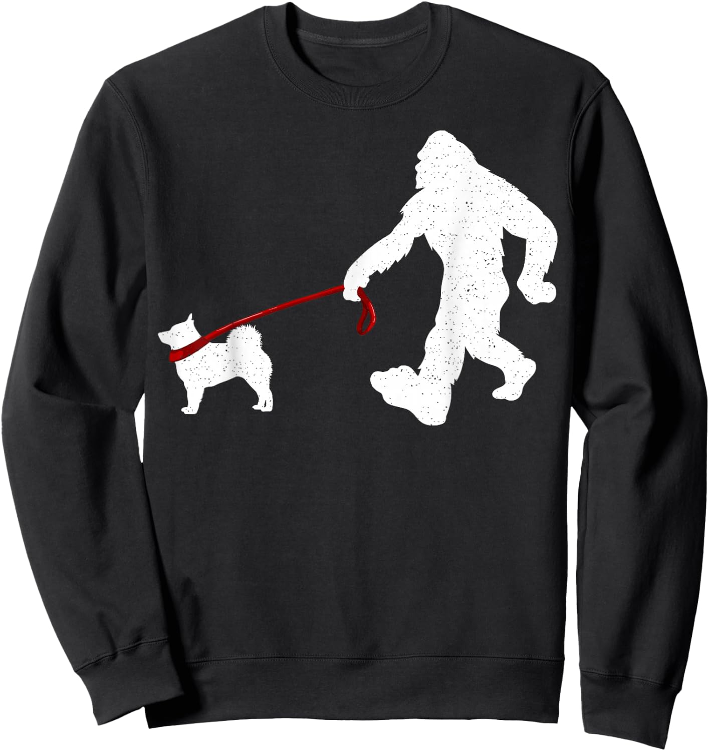 Funny Bigfoot Walking With Schipperke Dog Gifts Sweatshirt - Sweatshirt | Black