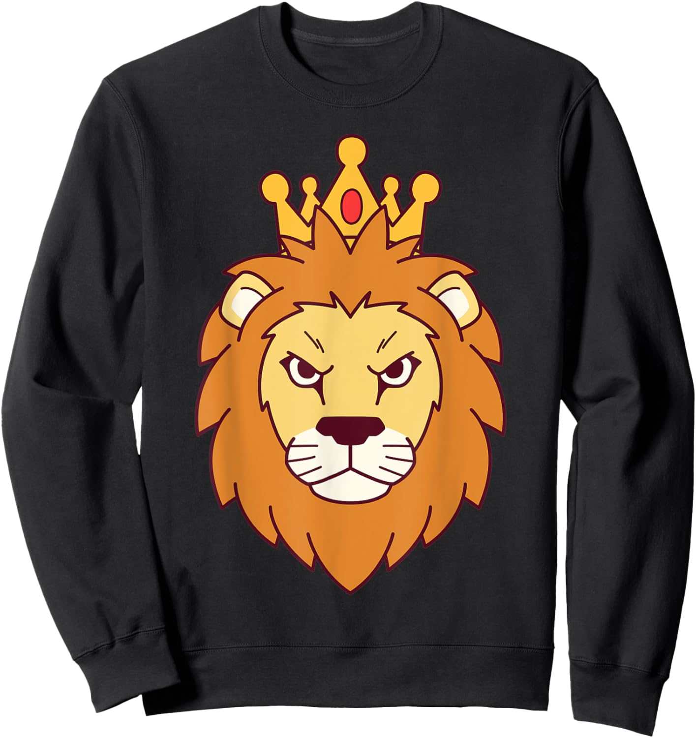 A Lion Head Graphic With Crown Lion King Sweatshirt - Sweatshirt | Black