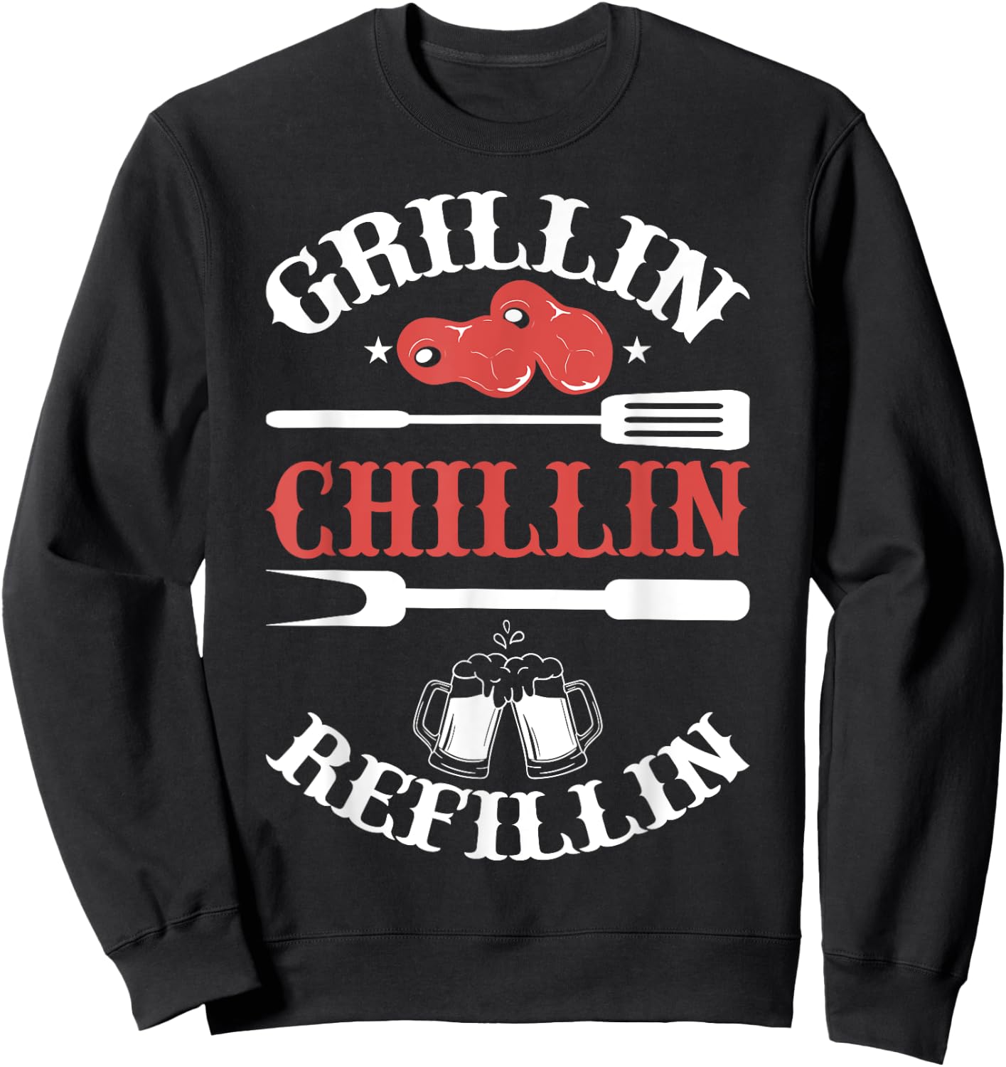 Funny vintage barbecue dad - barbecuing chilling & refilling Sweatshirt - Sweatshirt | Black