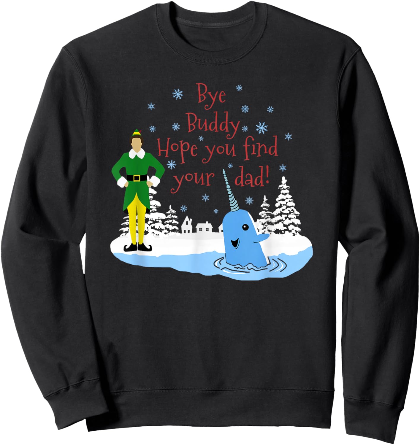 Happier Holidays -Kids Christmas Narwhal Elf Sweatshirt - Sweatshirt | Black