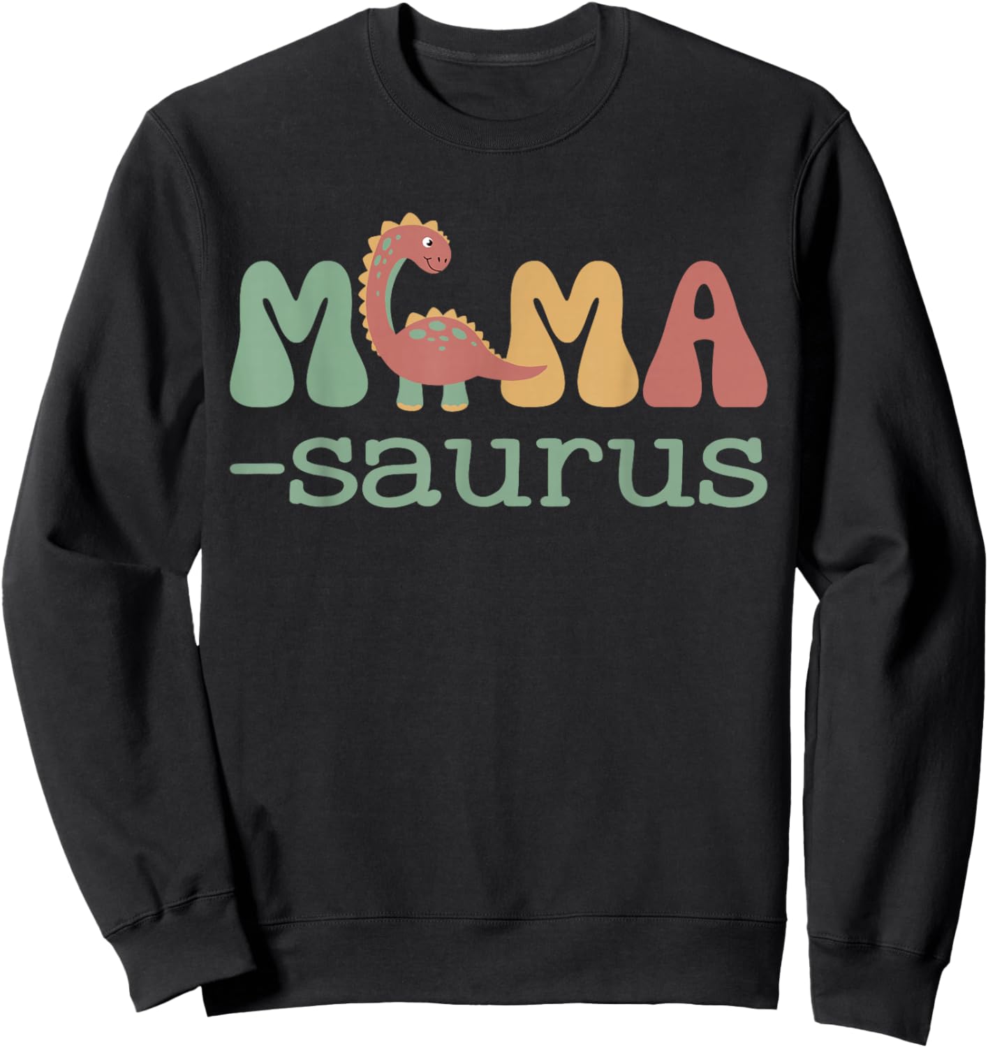 Mamasaurus T Rex Dinosaur Mama Saurus Family Matching Retro Sweatshirt - Sweatshirt | Black