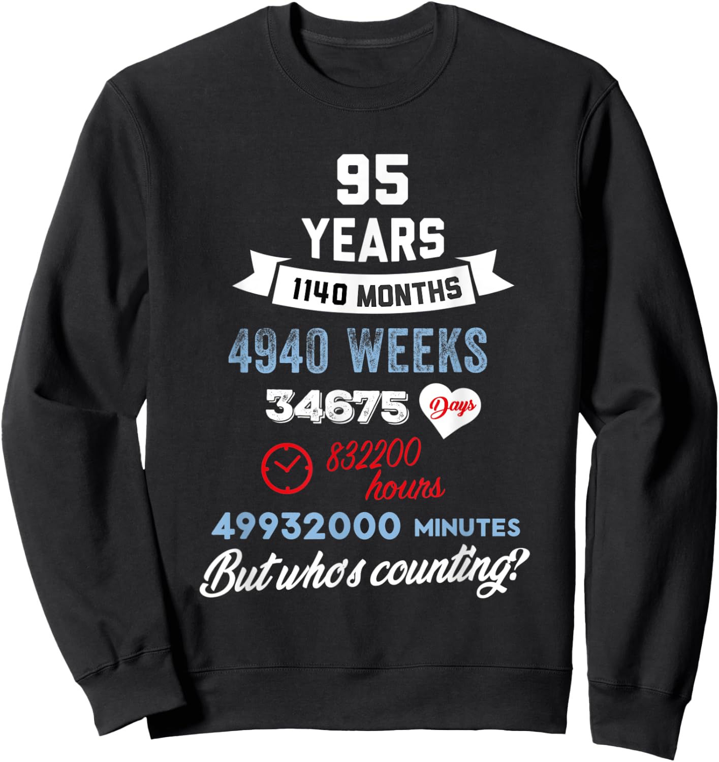 95 Years Old But Who Is Counting Funny Birthday Sweatshirt - Sweatshirt | Black