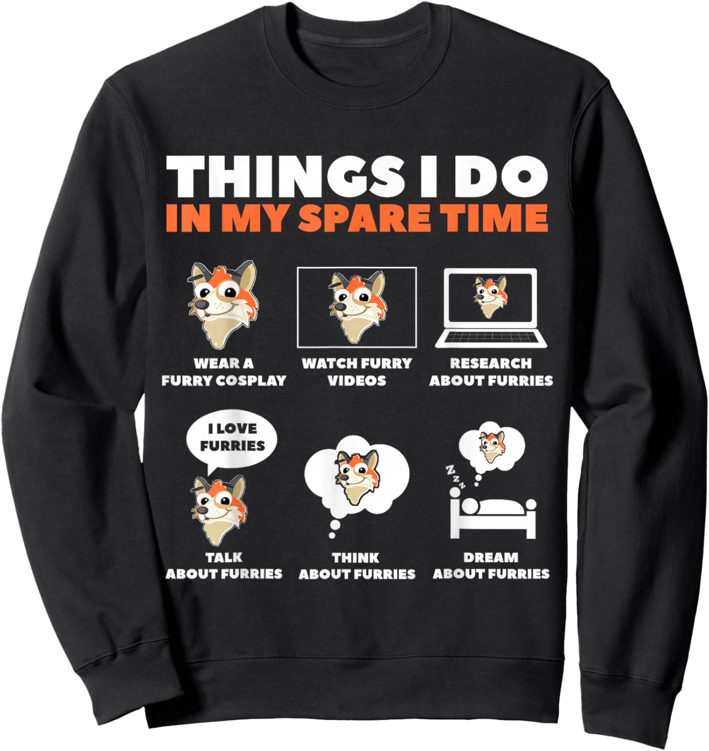 Things I Do in My Free Time Furry Cosplay Sweatshirt - Sweatshirt | Black