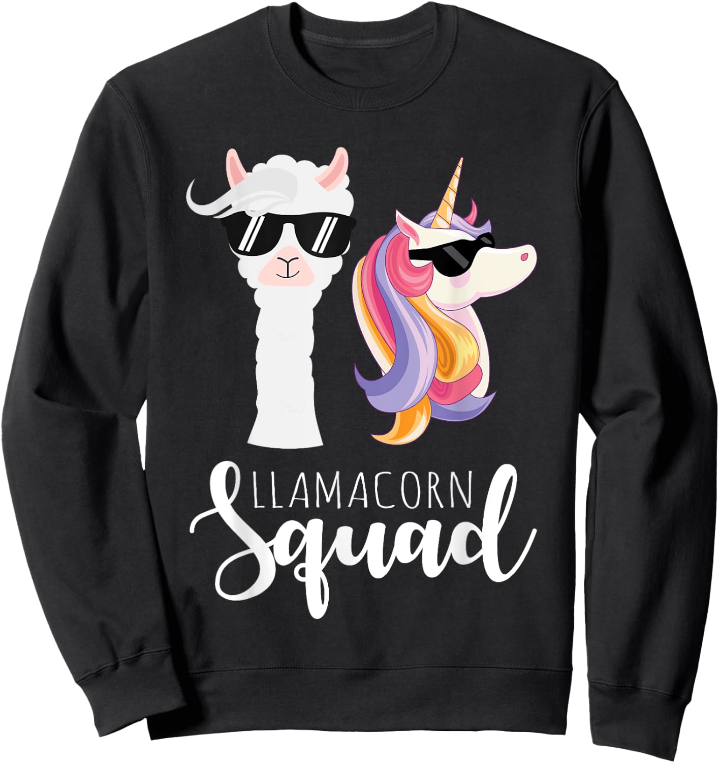 Llamacorn Squad Funny Unicorn Llama Squad Christmas Sweatshirt - Sweatshirt | Black
