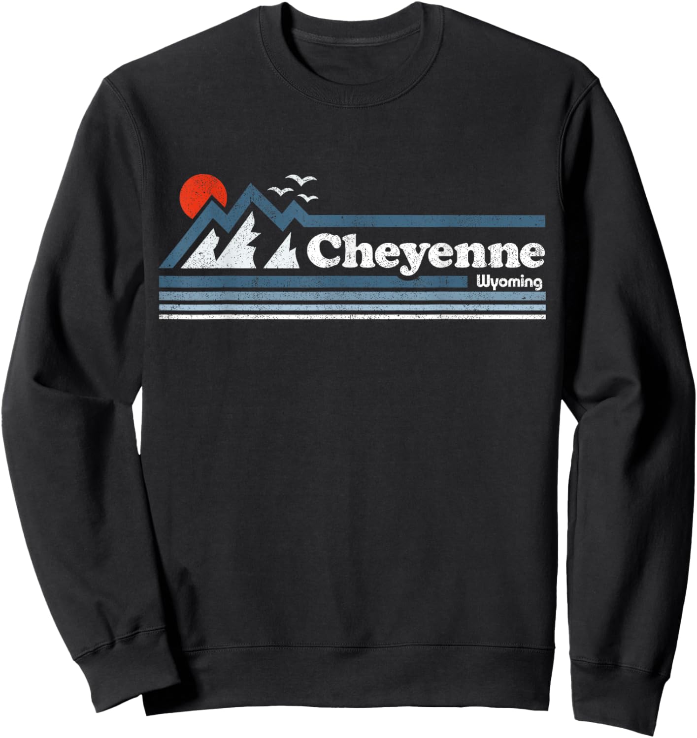 Retro Cheyenne Wyoming State Mountain Vintage Ski Souvenir Sweatshirt - Sweatshirt | Black