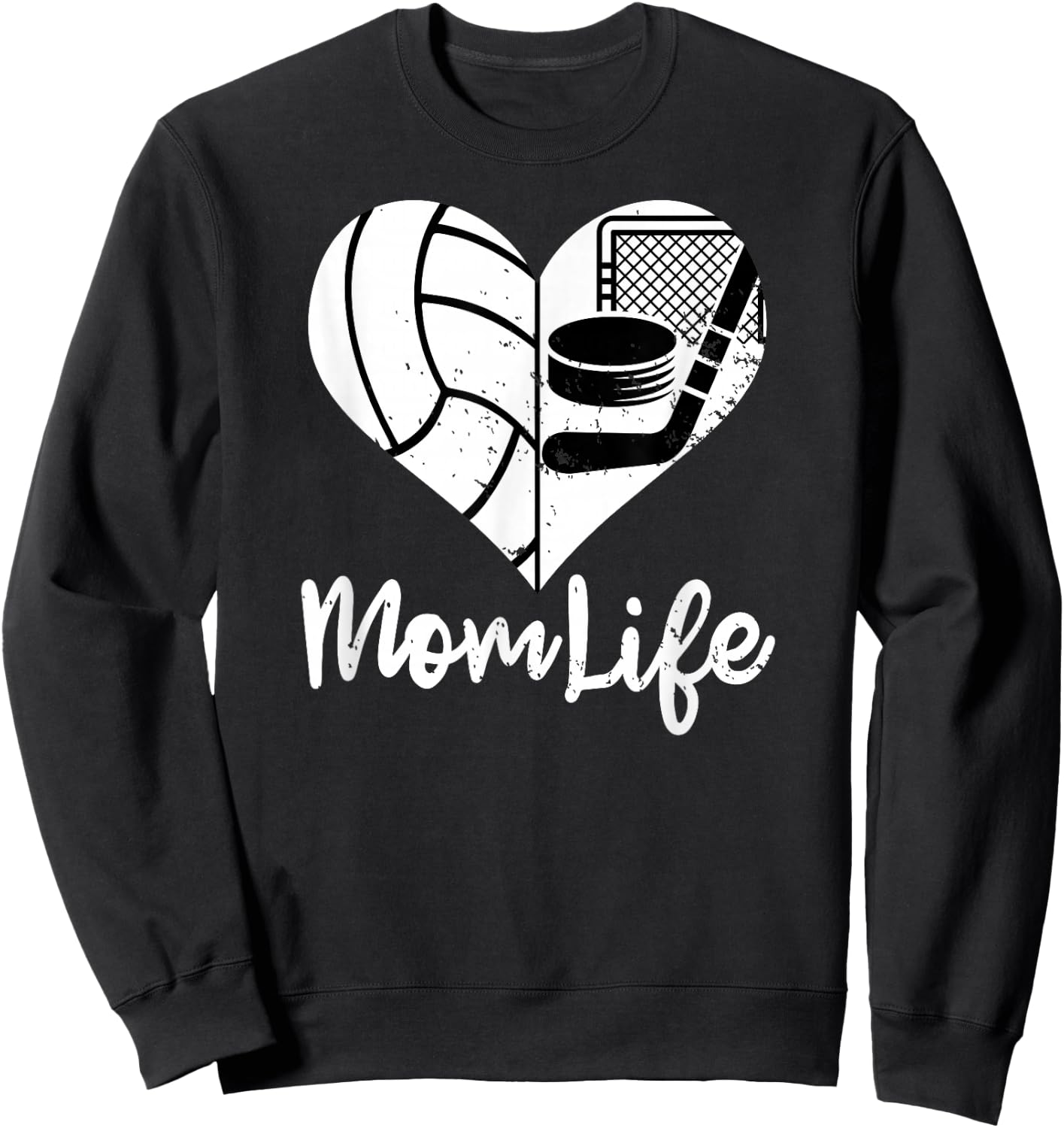 Mom Life Funny Volleyball Hockey Mom Sweatshirt - Sweatshirt | Black