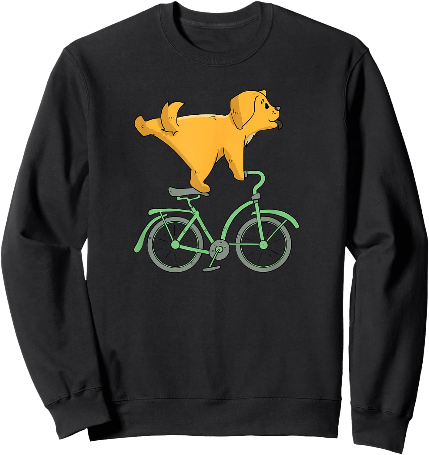 Dog on a Bike Golden Retriever Cycling Bicycle Lover Sweatshirt - Sweatshirt | Black