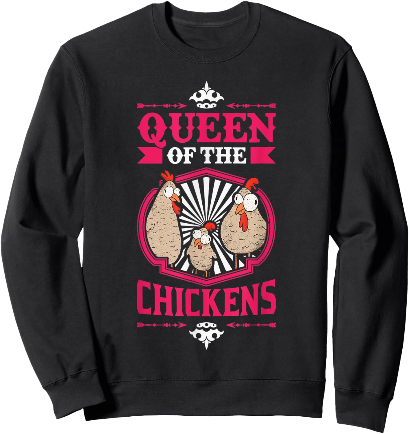 Queen of the Chickens Girl Chicken Farmer Sweatshirt - Sweatshirt | Black
