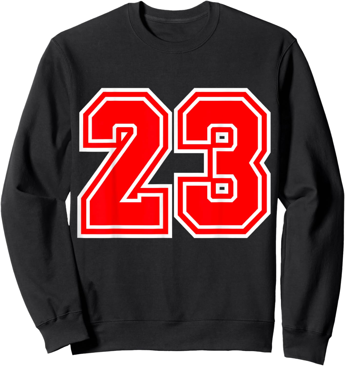 Number 23 Red Varsity Sports Team Sweatshirt - Sweatshirt | Black