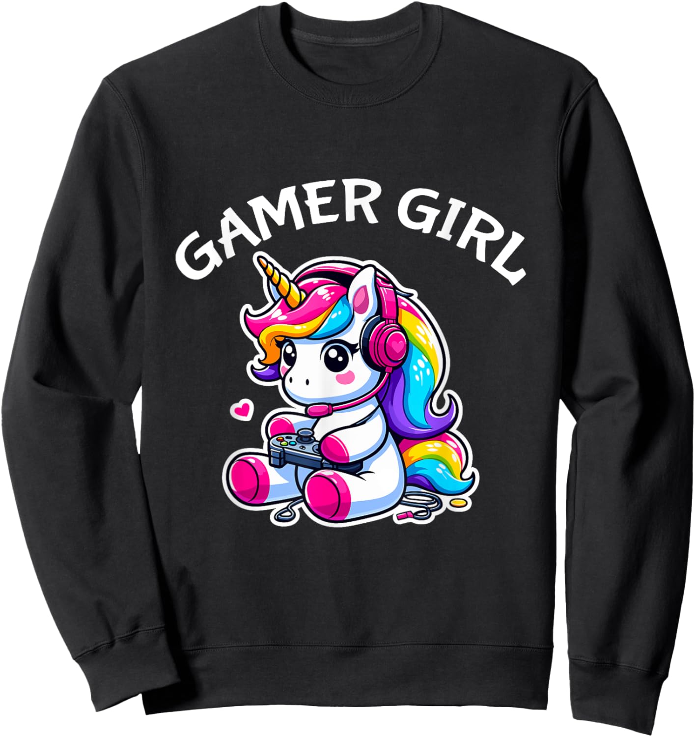 Cute Video Game Gaming Unicorn Gamer Girl Sweatshirt - Sweatshirt | Black