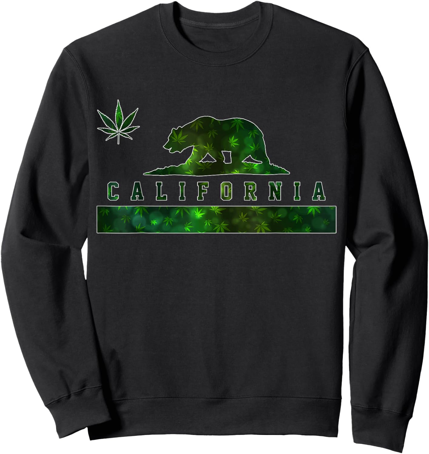 California Cannabis Weed Flag Bear Pot Marijuana 420 Gift Sweatshirt - Sweatshirt | Black