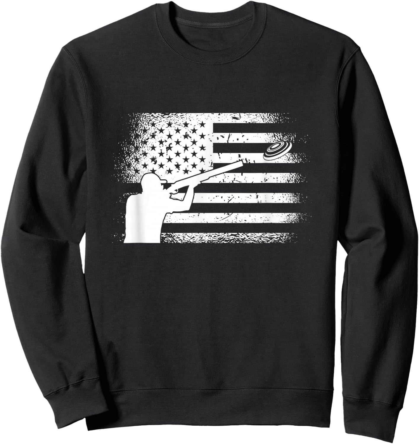 Patriotic Ton Shooter Clay Pigeon Shooting USA Flag Sweatshirt - Sweatshirt | Black