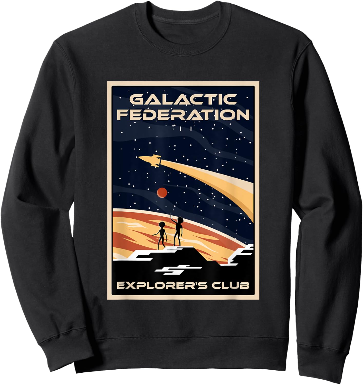 Galactic Federation Explorer's Club Alien Conspiracy Theory Sweatshirt - Sweatshirt | Black