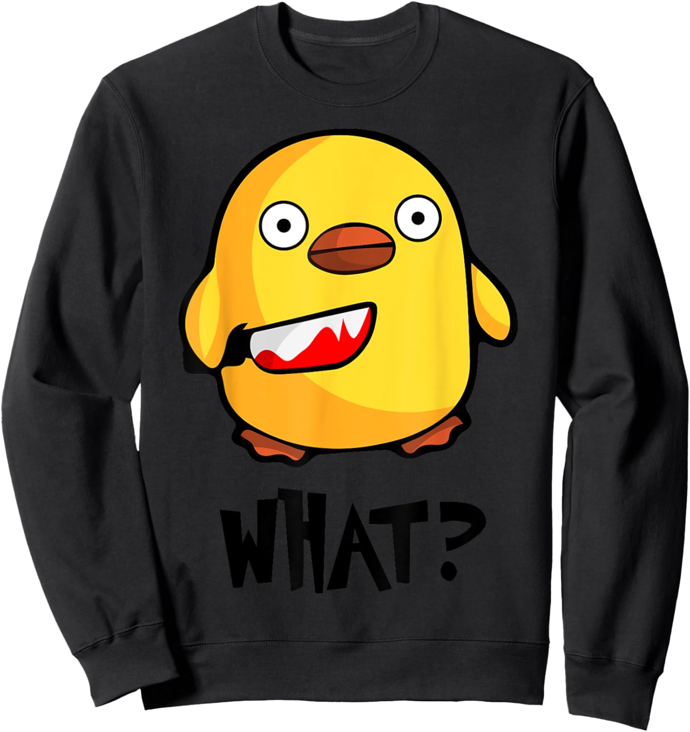 Chicken What? Funny Cute baby chick with knife Sweatshirt - Sweatshirt | Black