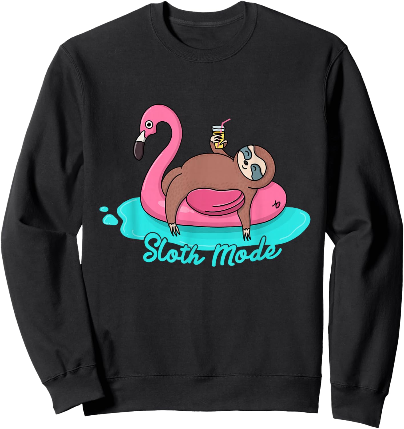 Sloth Mode inflatable Flamingo adult and youth gift Sweatshirt - Sweatshirt | Black