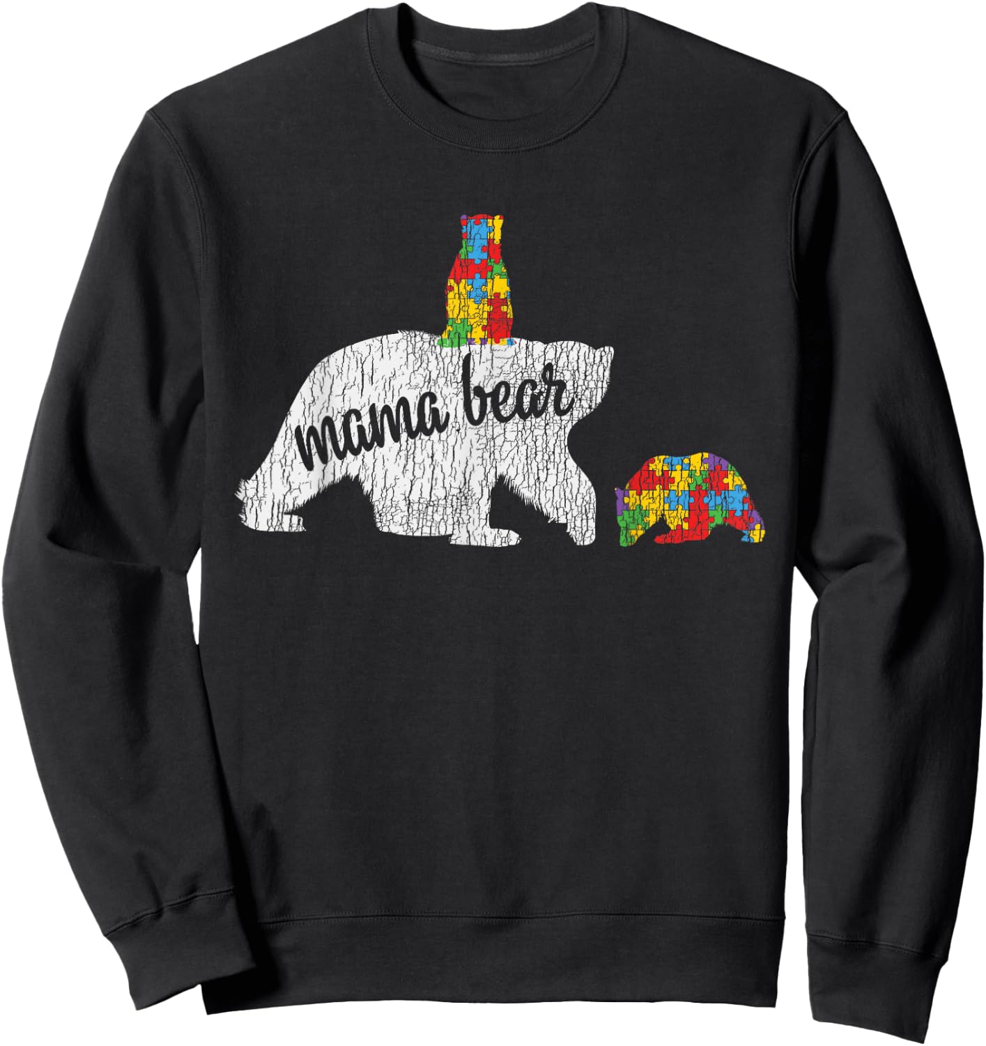 Autism Awareness Mama Bear Autistic Kids Awareness Mom Gift Sweatshirt - Sweatshirt | Black