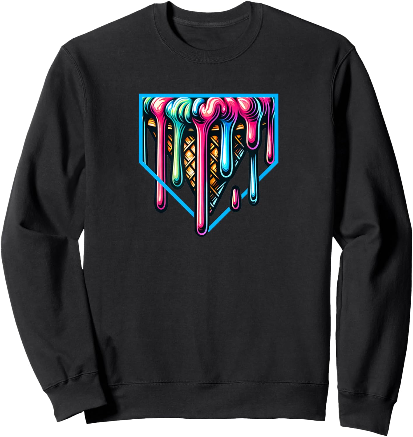 Home Plate Drip - Ice Cream Softball & Baseball Sweatshirt - Sweatshirt | Black