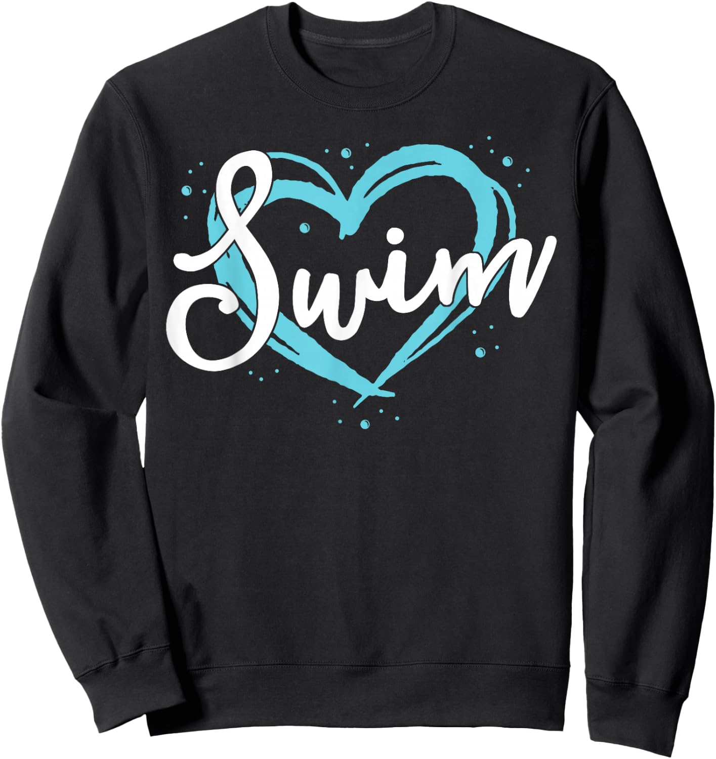 Love Swimming Swim Team Shirt Heart Lover Blue Swimmer Gift Sweatshirt - Sweatshirt | Black