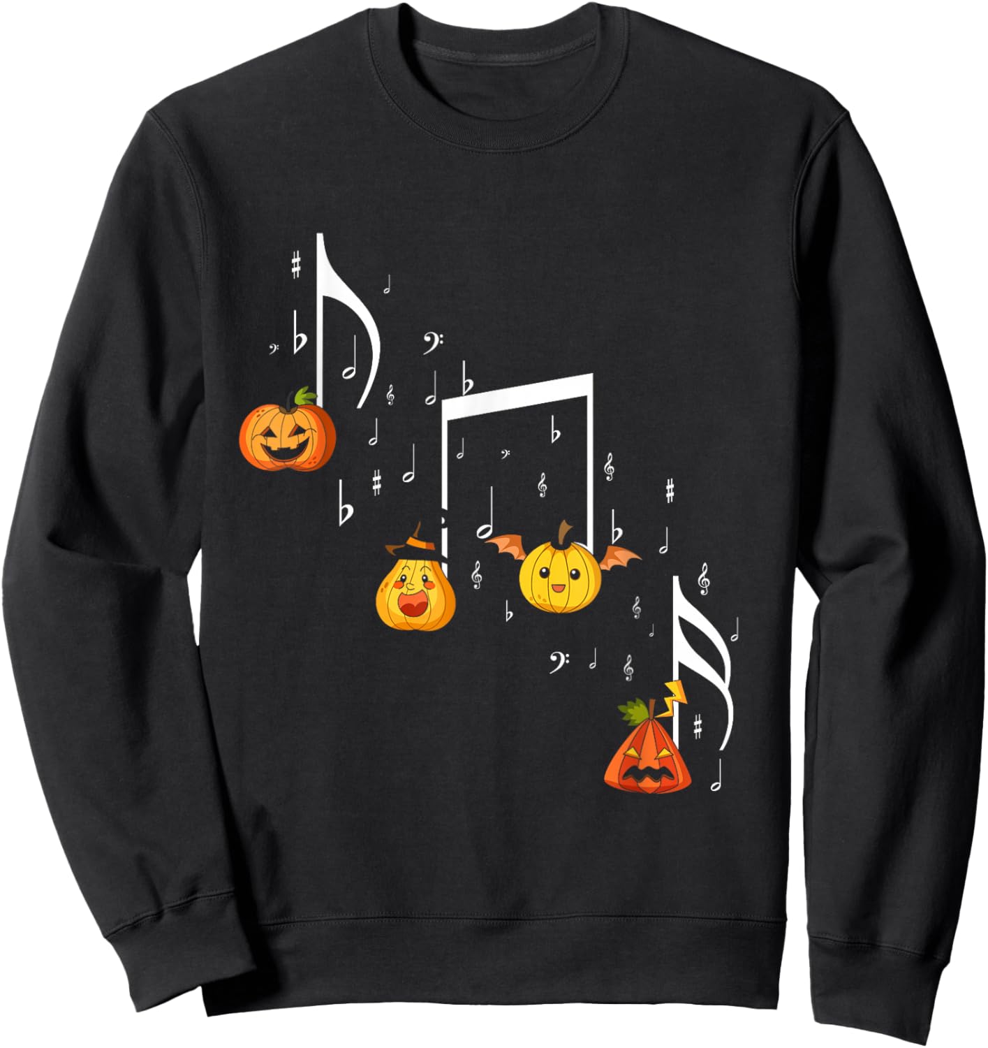 Music Note Pumpkin Fall Music Teacher Halloween Costume Sweatshirt - Sweatshirt | Black