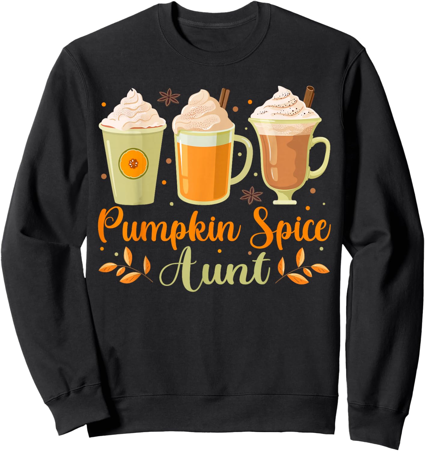 Funny Pumpkin Spice Aunt Shirts, Autumn Fall Aunt Sweatshirt - Sweatshirt | Black