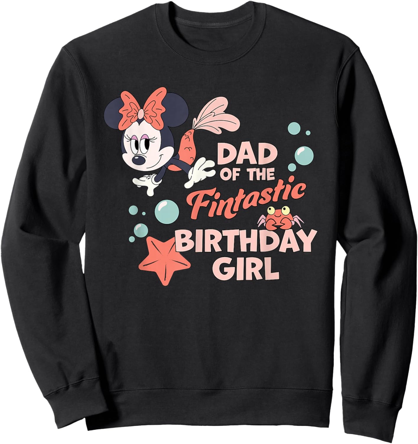 Disney Minnie Mouse Mermaid Dad of The Birthday Girl Sweatshirt - Sweatshirt | Black