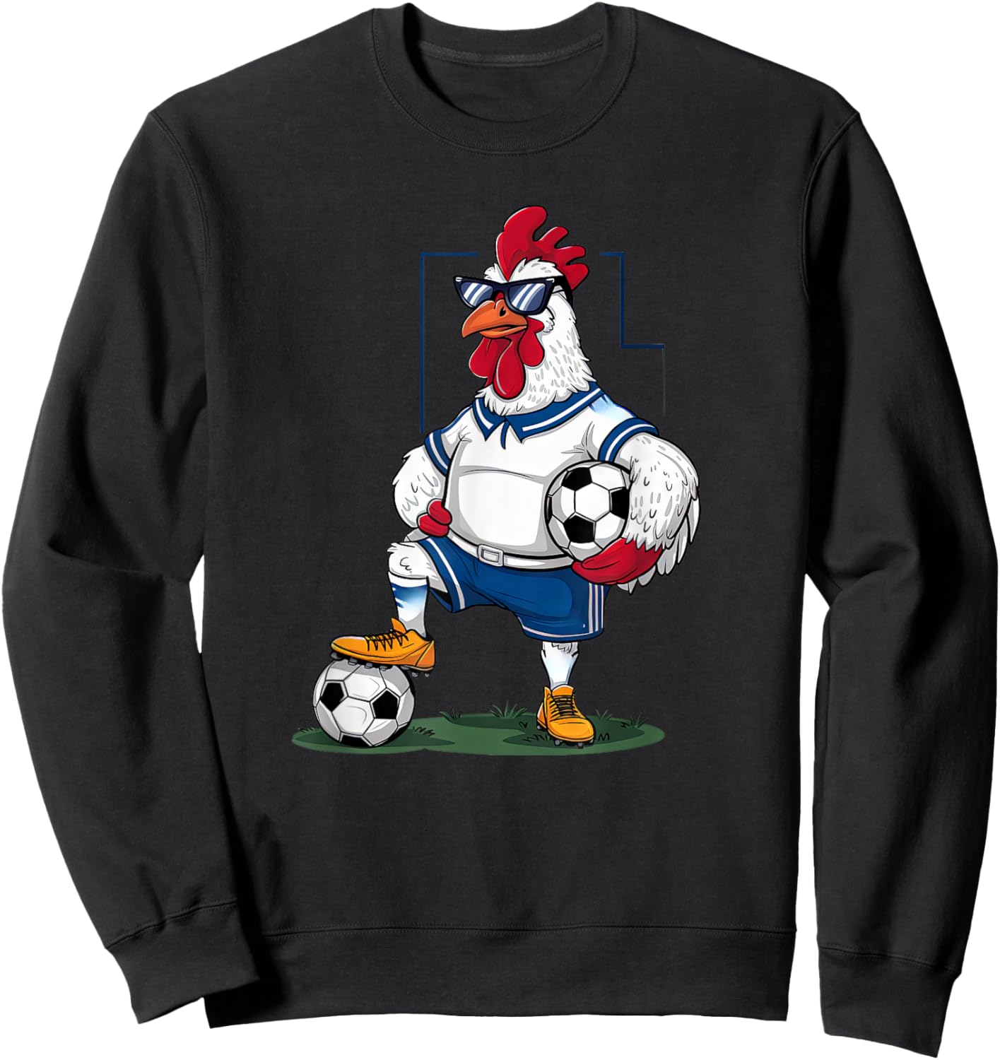 Funny Chicken Soccer Player Sports Design Sweatshirt - Sweatshirt | Black