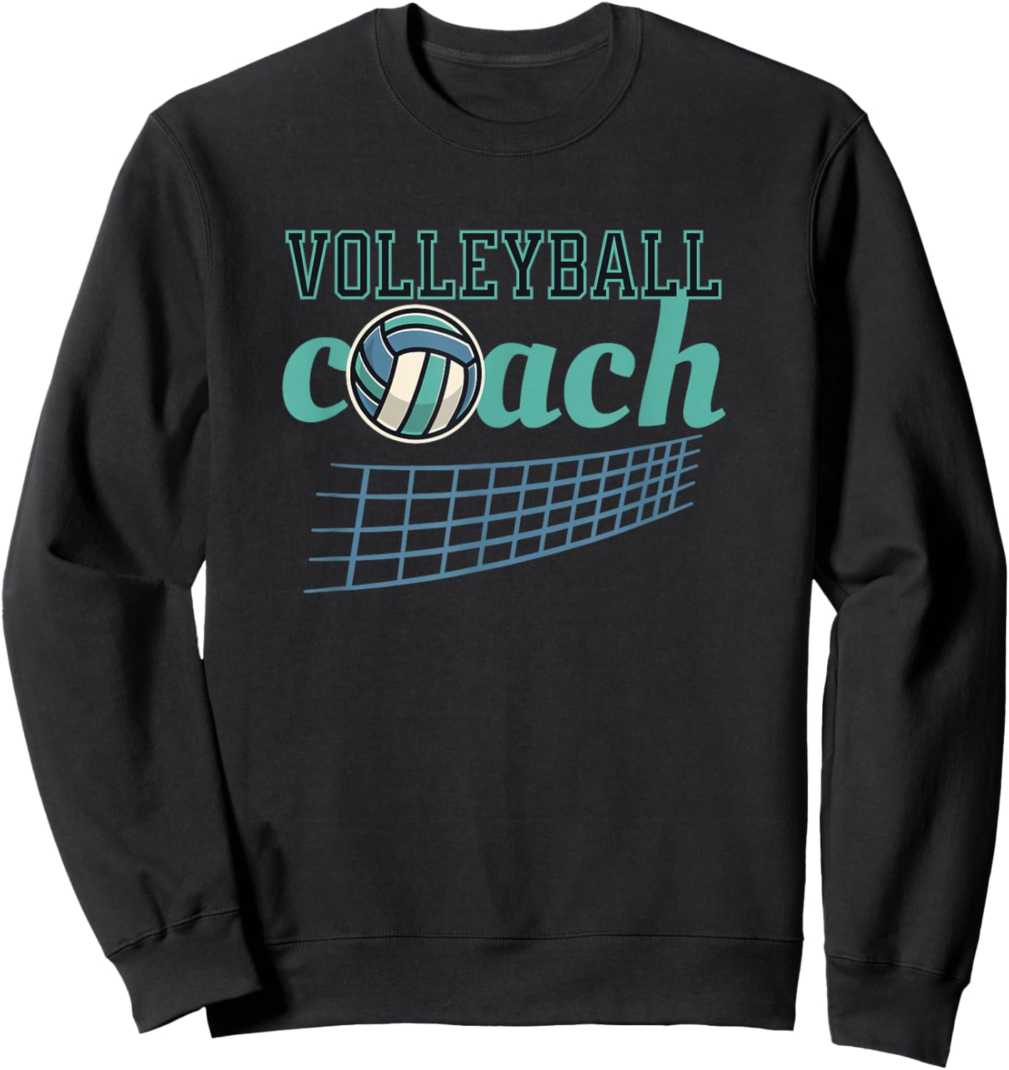 Volleyball Coach Volley Ball Net Blue and Teal Sweatshirt - Sweatshirt | Black