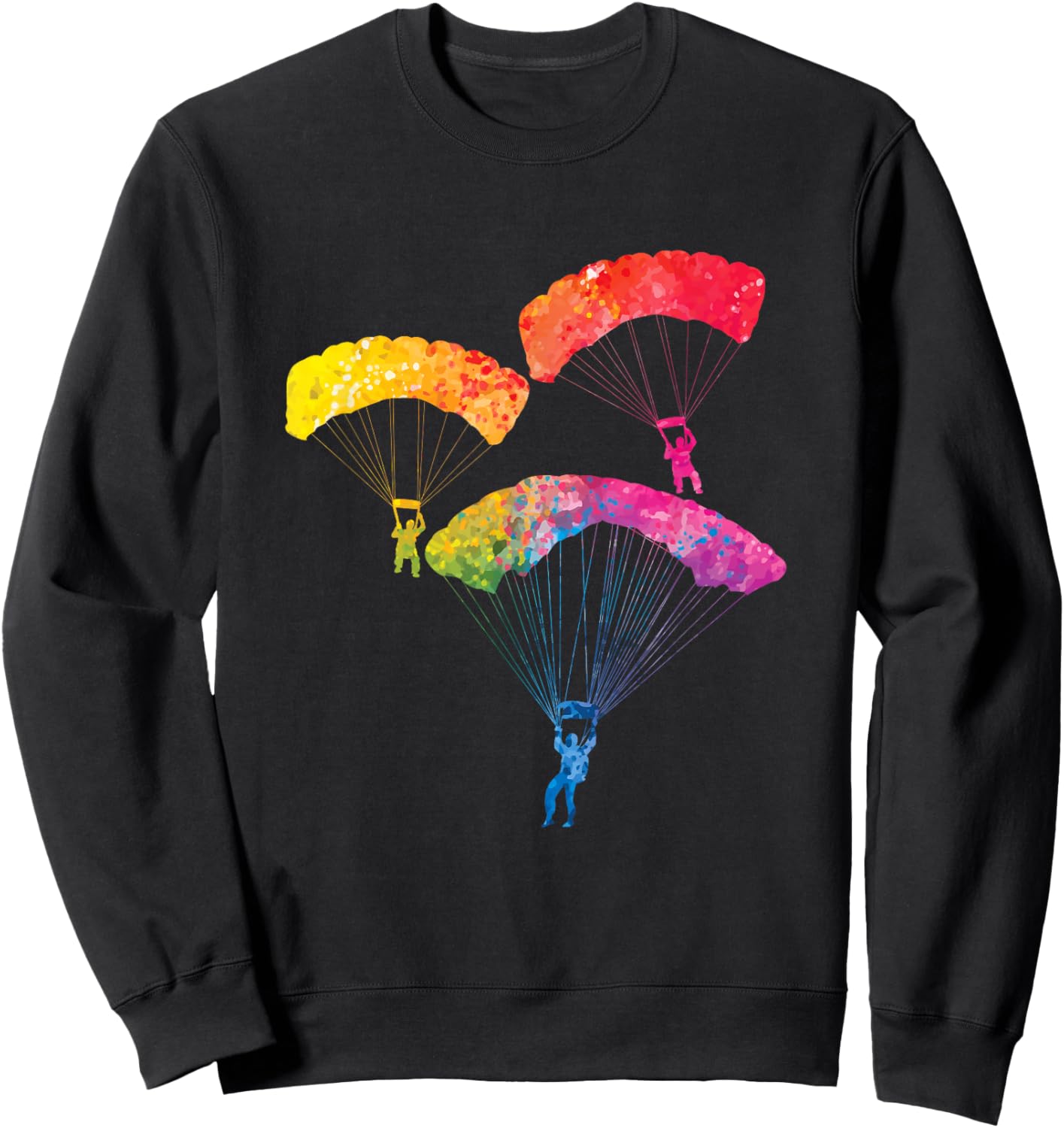 Rainbow Color Parachute Skydiving Gift Skydiver Sweatshirt - Sweatshirt | Black