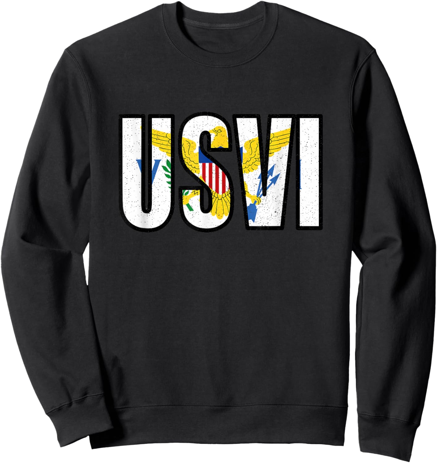 USVI Flag Proud United States Virgin Islands Roots Vintage Sweatshirt - Sweatshirt | Black