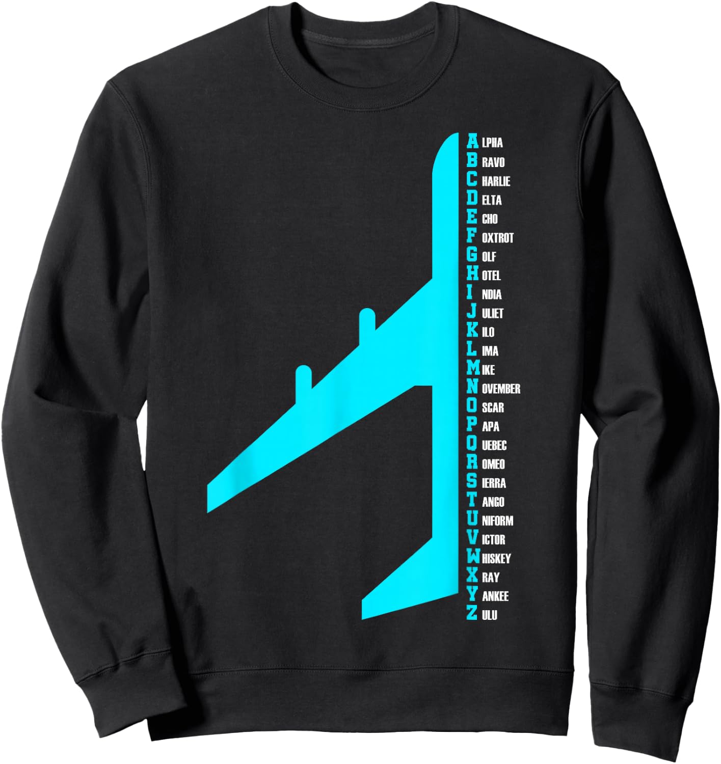 Phonetic Alphabet Pilot Airplane Funny Aviator Lover Sweatshirt - Sweatshirt | Black